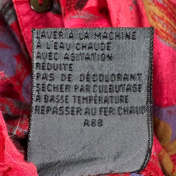 Vintage LizWear Womens Button Up Blouse Small Red Pink Floral Cotton 80s 90s - Picture 15 of 15